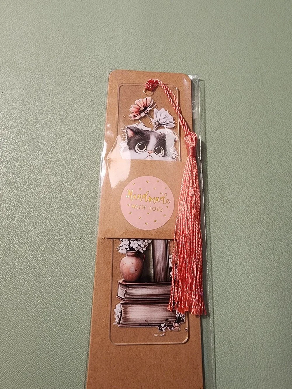 Pink Tassel Cat Bookmark with Cute Kittens